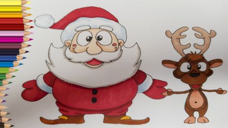 Desene de iarna în creion cu oameni de zăpadă, Moș Crăciun sau cu reni. FOTO