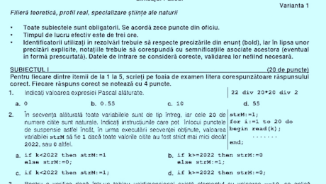 Subiecte Bacalaureat 2023. Ce a picat la examenul de Informatică. BAC 2023