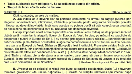 Subiecte Bacalaureat 2022. Ce a picat la examenul de Istorie. BAC 2022