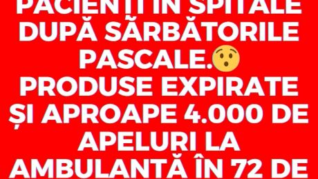 Sute de reclamații și un val de probleme medicale au fost înregistrate după Sărbătorile Pascale. Autoritățile semnalează produse alimentare neconforme, dar și un număr ridicat de intervenții ale ambulanței