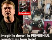 Primele imagini de la priveghiul actorului Ioan Isaiu. Sicriul a fost depus la Teatrul Național Cluj-Napoca și sute de oameni au venit să-și ia adio